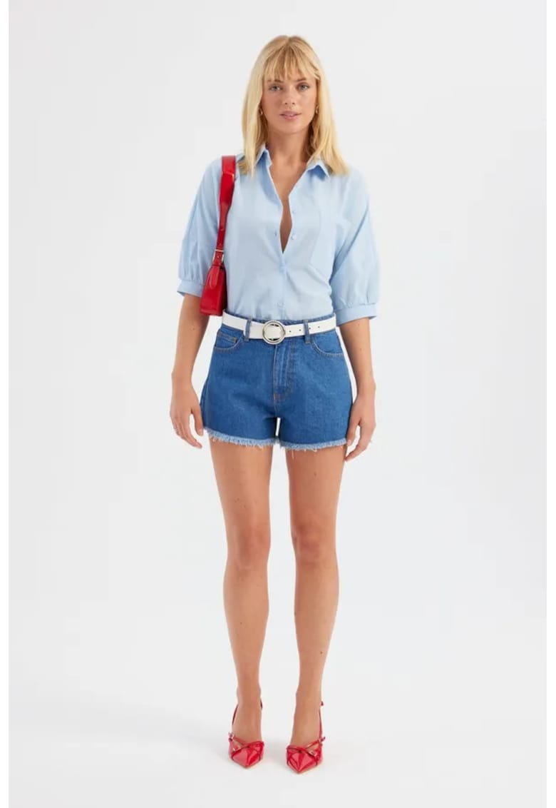 Pantaloni scurti dama denim - talie inalta