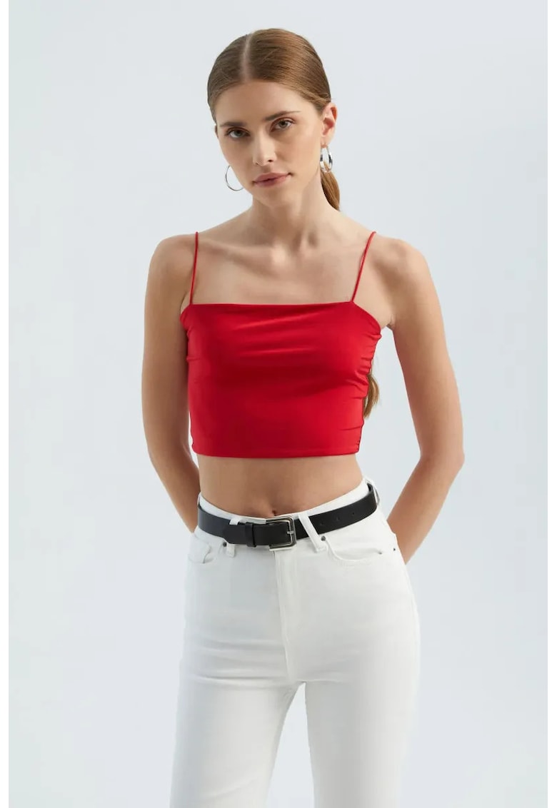 Maiou scurt - rosu - jerseu - cu buzunar