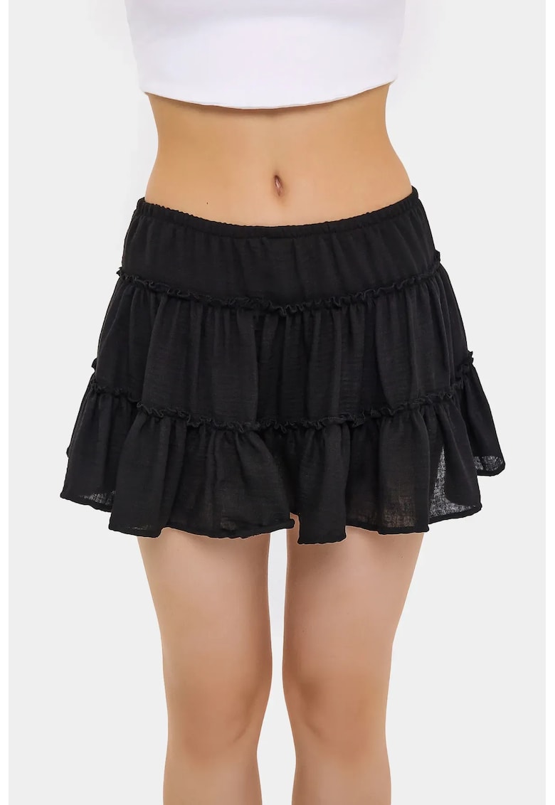 Fusta mini dama - poliester - negru -