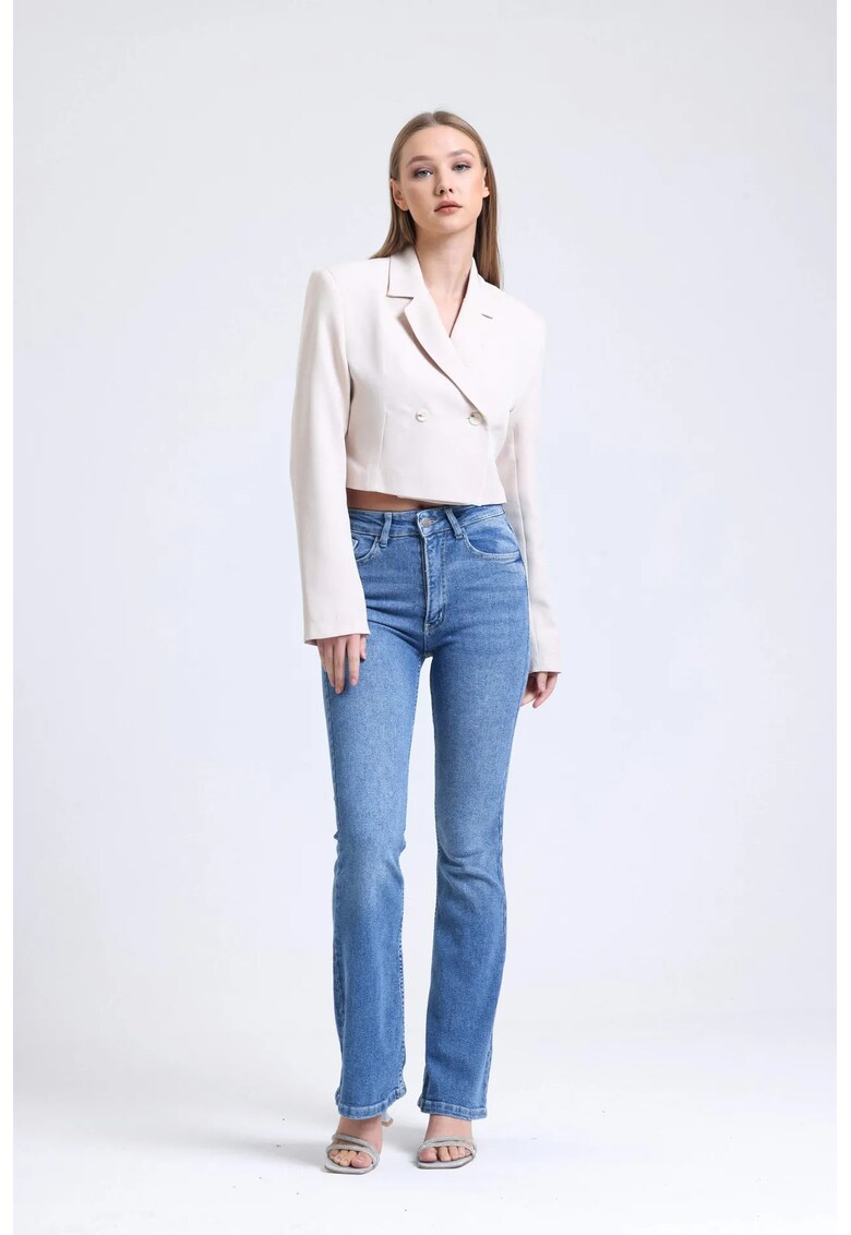 Blugi dama - evazati - talie inalta - denim - albastru