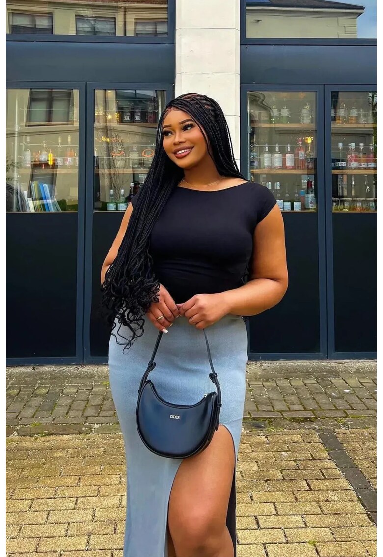 Fusta maxi dama - tricot - gri