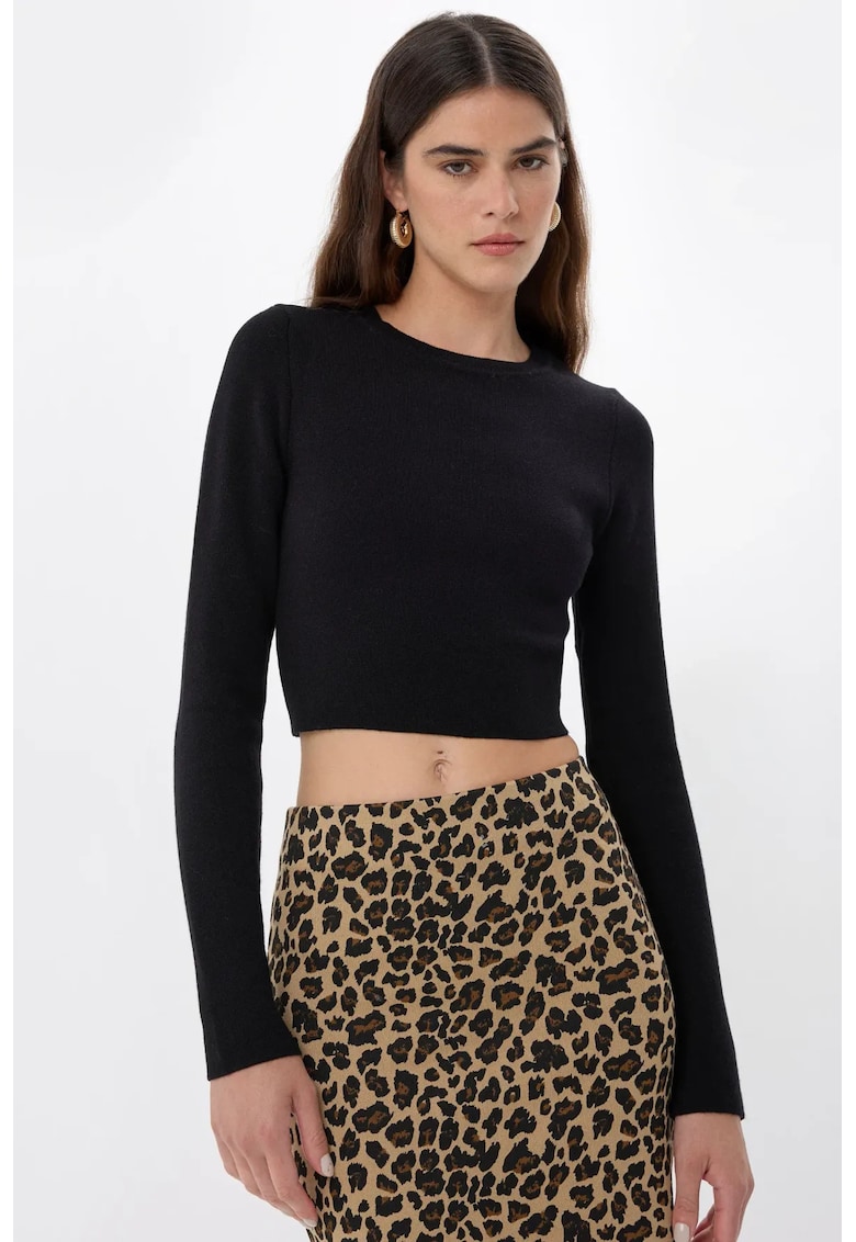 Pulover dama - bluza tricotata simpla - negru - tricot