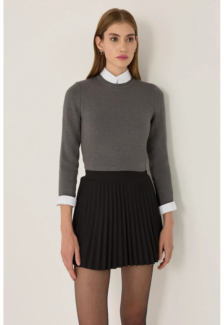 Pulover dama - bluza tricotata simpla - gri - tricot