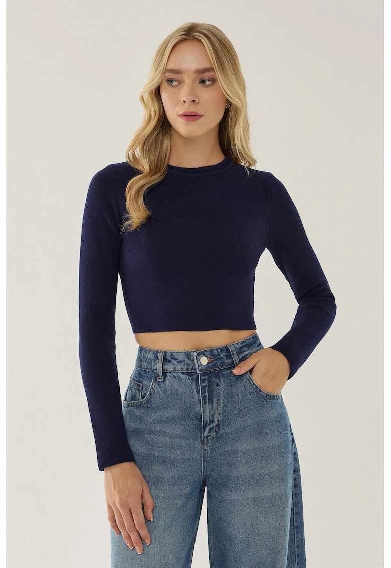 Pulover dama - top tricotat - albastru - acril