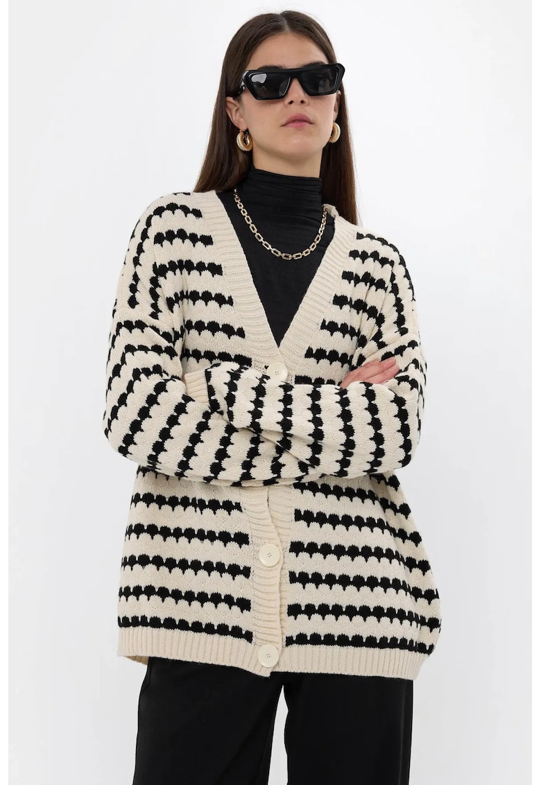 Cardigan supradimensionat cu model in dungi