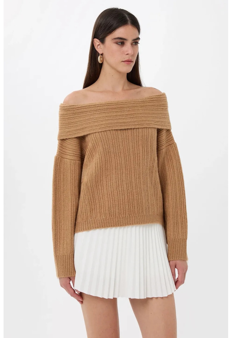 Pulover tricotat cu decolteu pe umeri