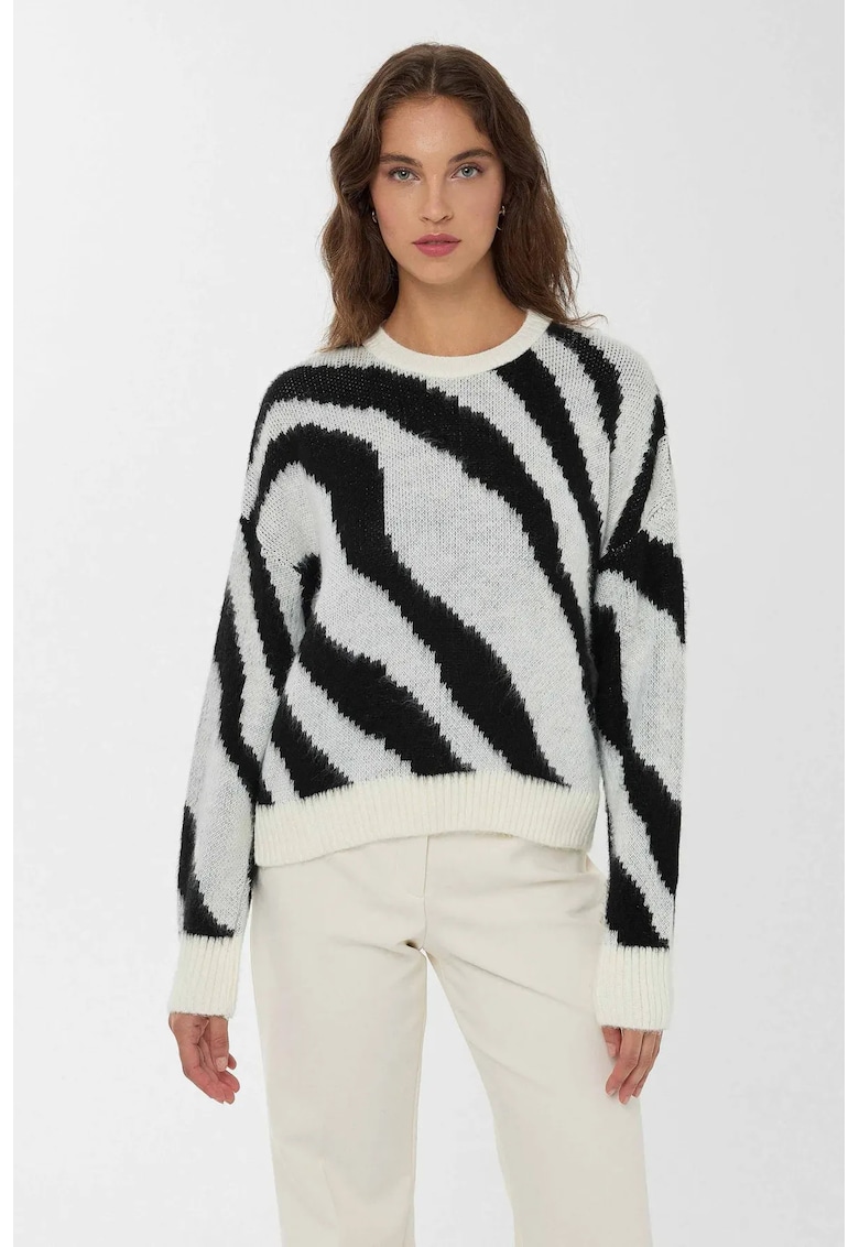 Pulover tricotat - guler rotund - dungi - tricot - Pulover tricotat - guler rotund - dungi - tricot -