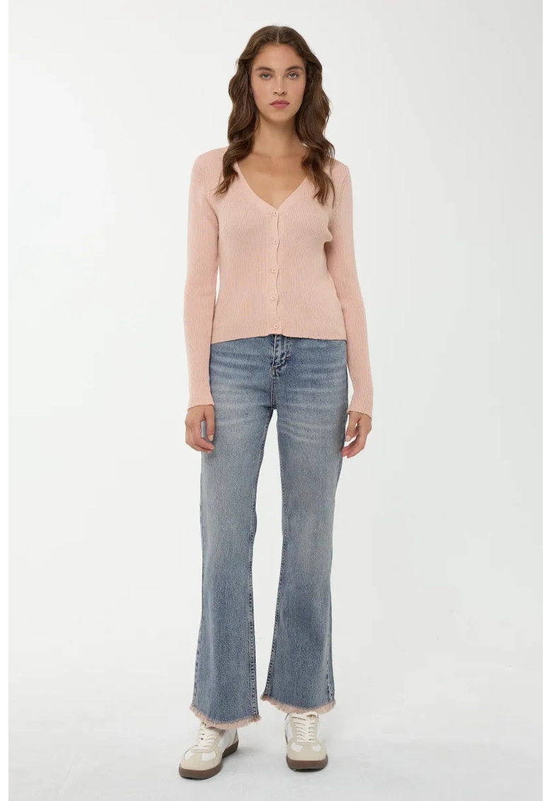 Cardigan cu striatii si decolteu in V