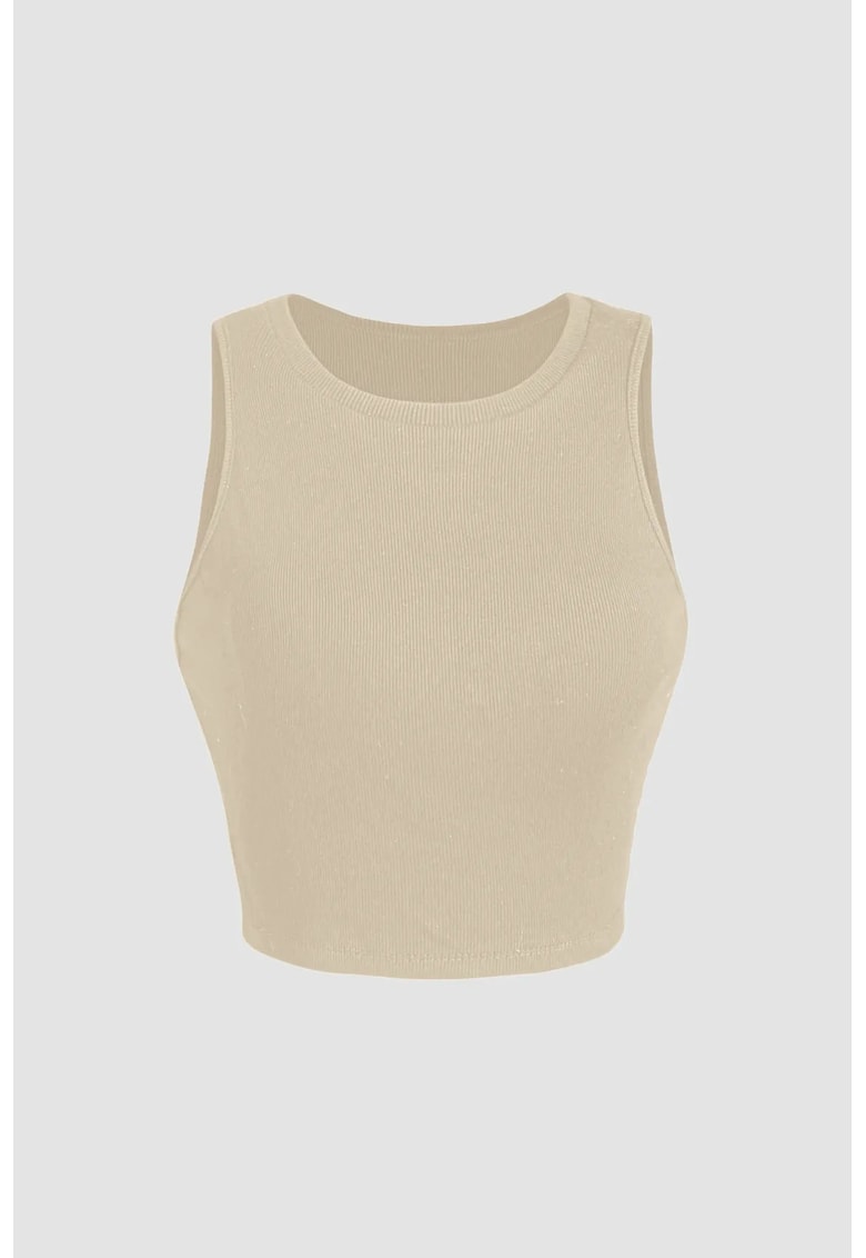 Top scurt - poliester - bej - pentru confort si stil