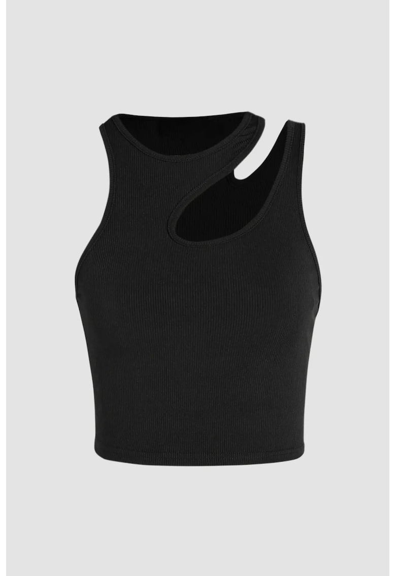 Top scurt asimetric negru