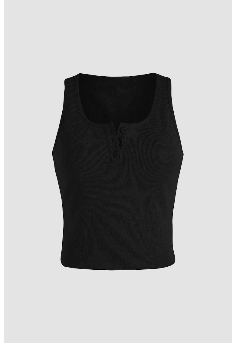 Top scurt - cu nasturi - negru - jerseu poliester