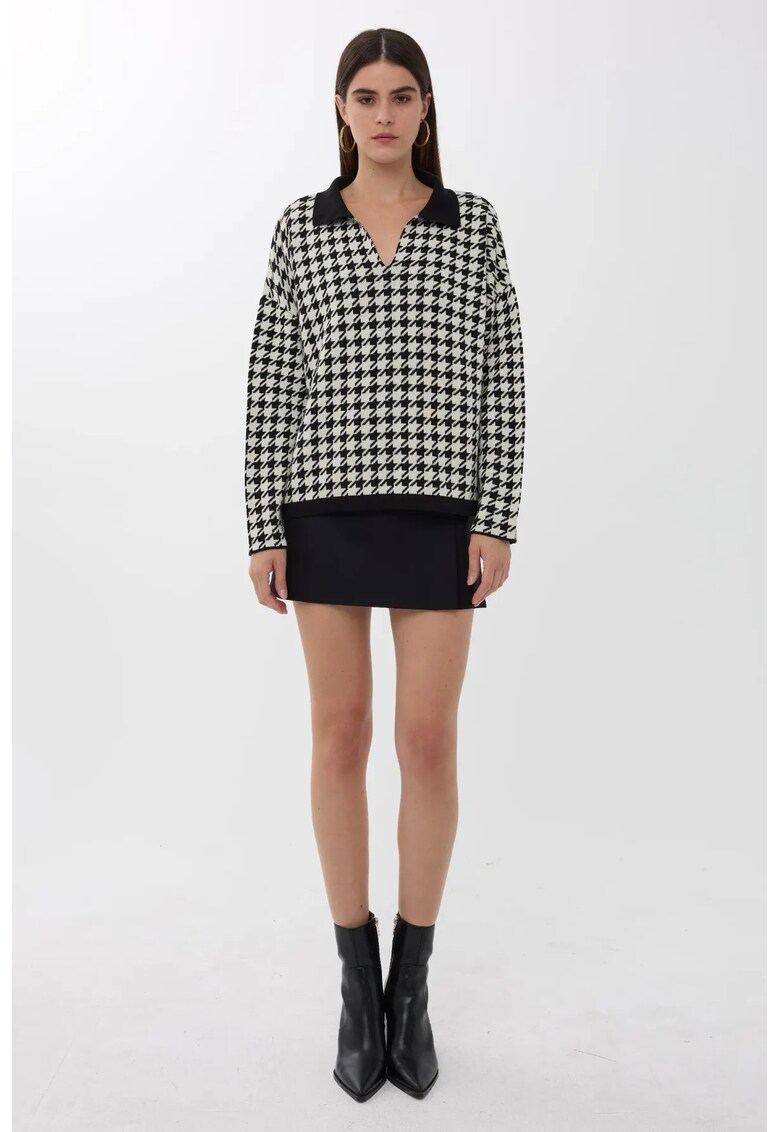 Pulover dama - cu guler polo - Multicolor