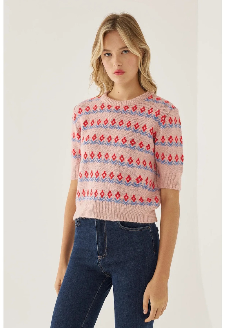 Pulover cu maneca scurta si model Fair Isle