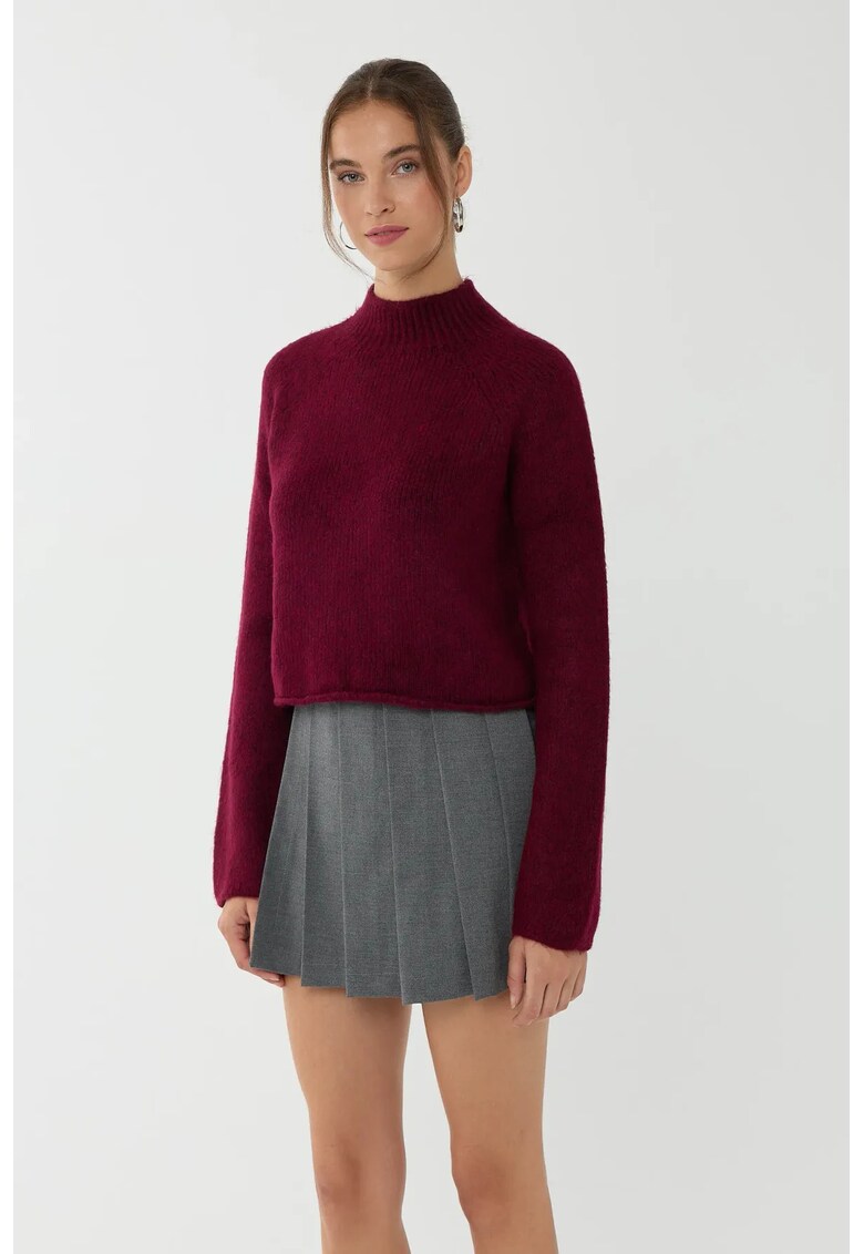 Pulover dama - guler inalt - confortabil - rosu - acril - S INTLPuloverguler -