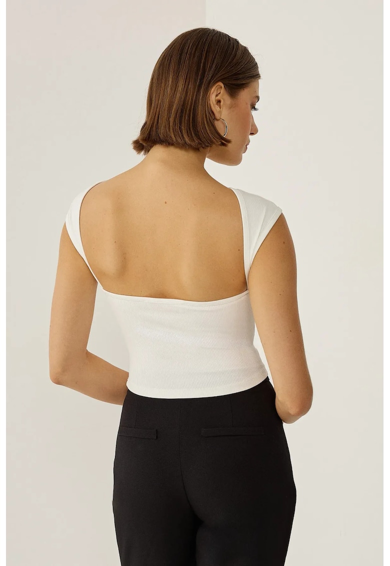 Top scurt crop cu deschis - alb - bumbac - Alb