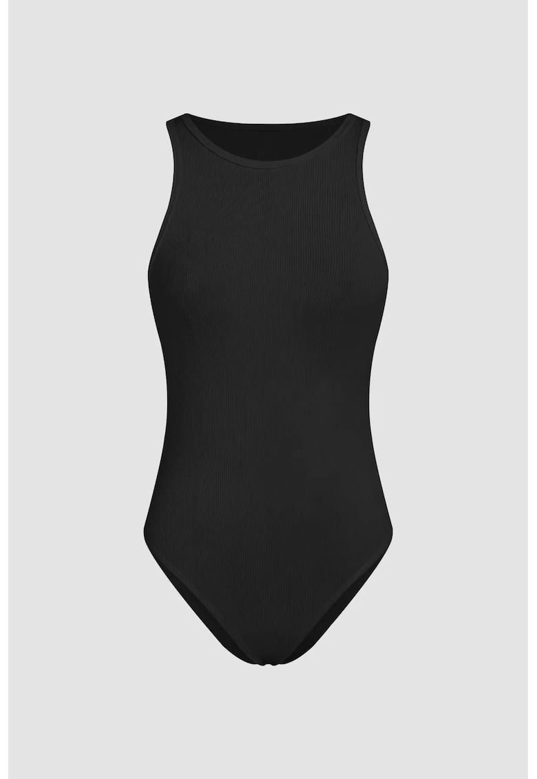 Body simplu - guler rotund - negru - poliester