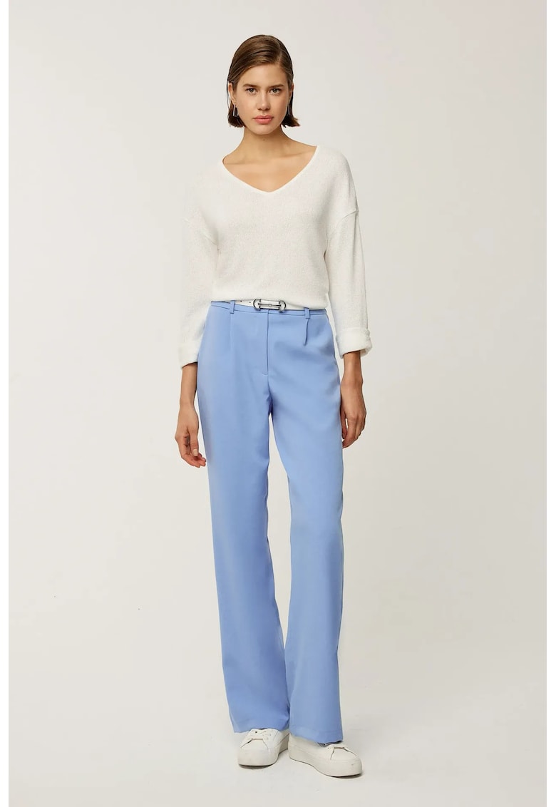 Pantaloni dama cu picior drept - Albastru