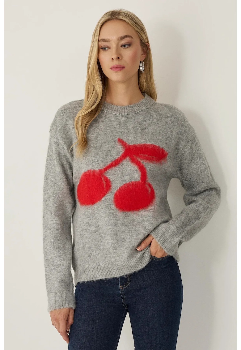 Pulover cu imprimeu contrastant