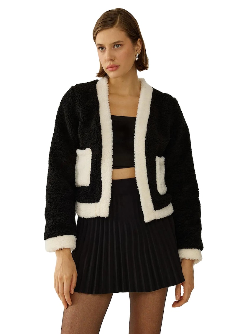 Jacheta dama - Sherpa - Negru - Poliester