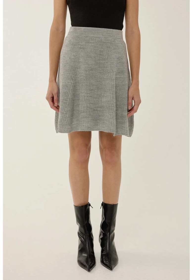 Fusta mini dama - tricot - gri