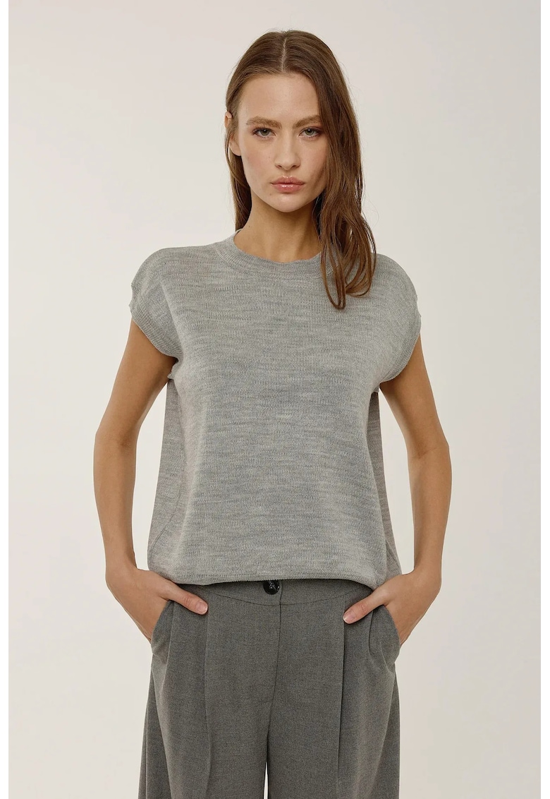 Vesta guler rotund - gri - acril