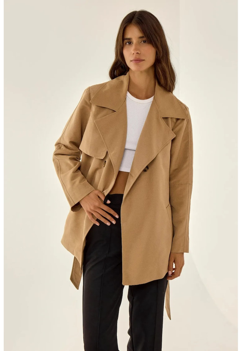 Palton dama versatil - bej - textil