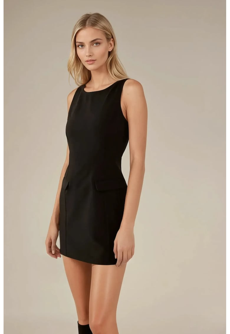 Rochie mini -  voluminoasa - neagra - textil Rochie mini -  voluminoasa - neagra - textil