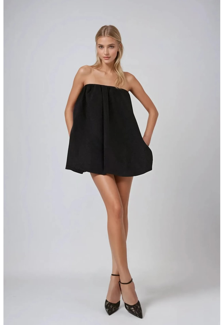 Rochie mini - model gogosar - negru - bumbac si poliester