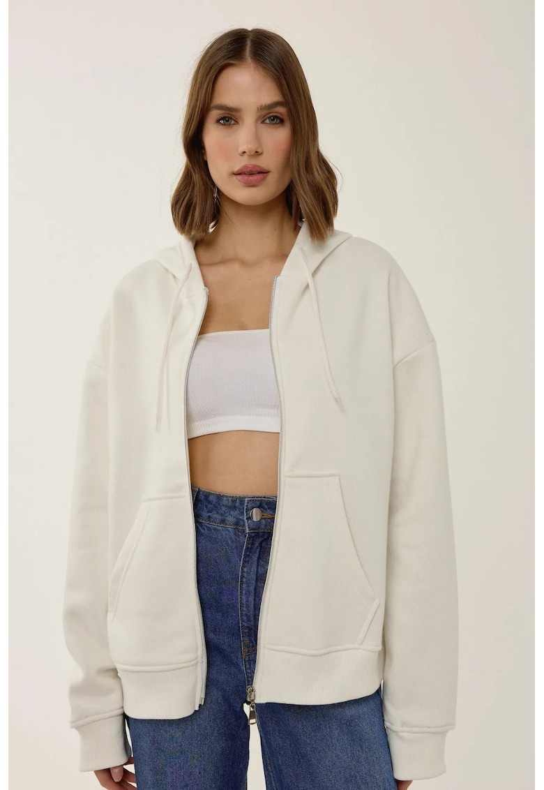 Hanorac dama Relaxed Fit - bumbac - bej