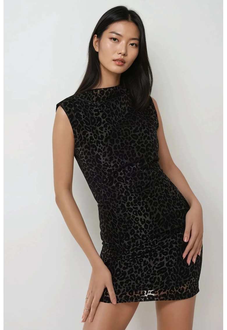 Rochie mini - mulata - imprimeu leopard - negru - textil