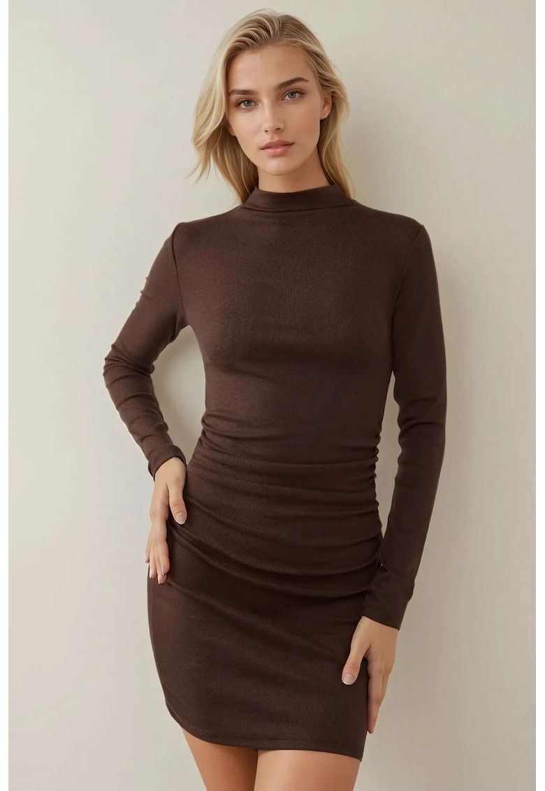 Rochie mini - mulata - culoare maro - bumbac