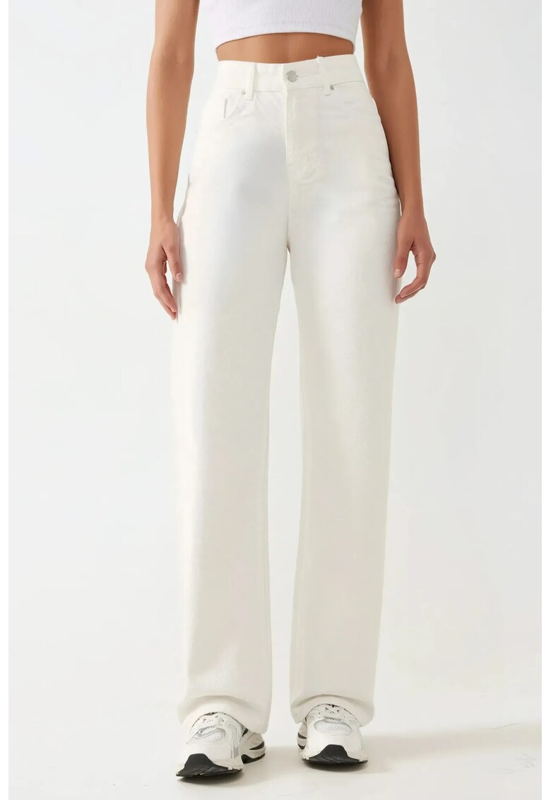 Blugi dama - talie inalta - croiala dreapta - denim - alb