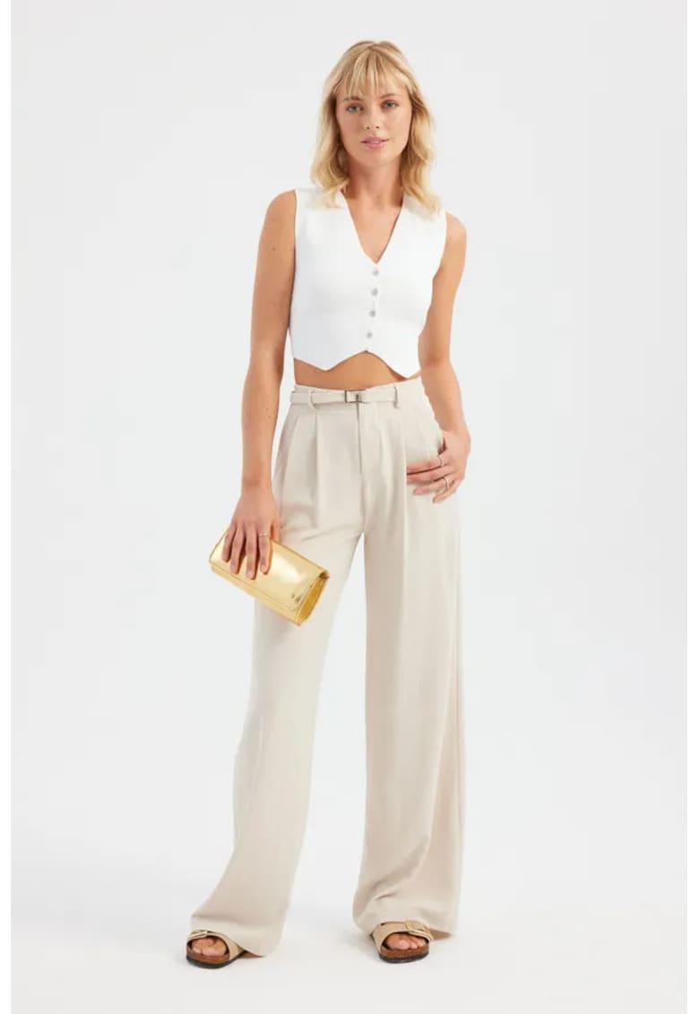 Vesta tricotata - scurta - fara maneci - alba - poliester - Alb -