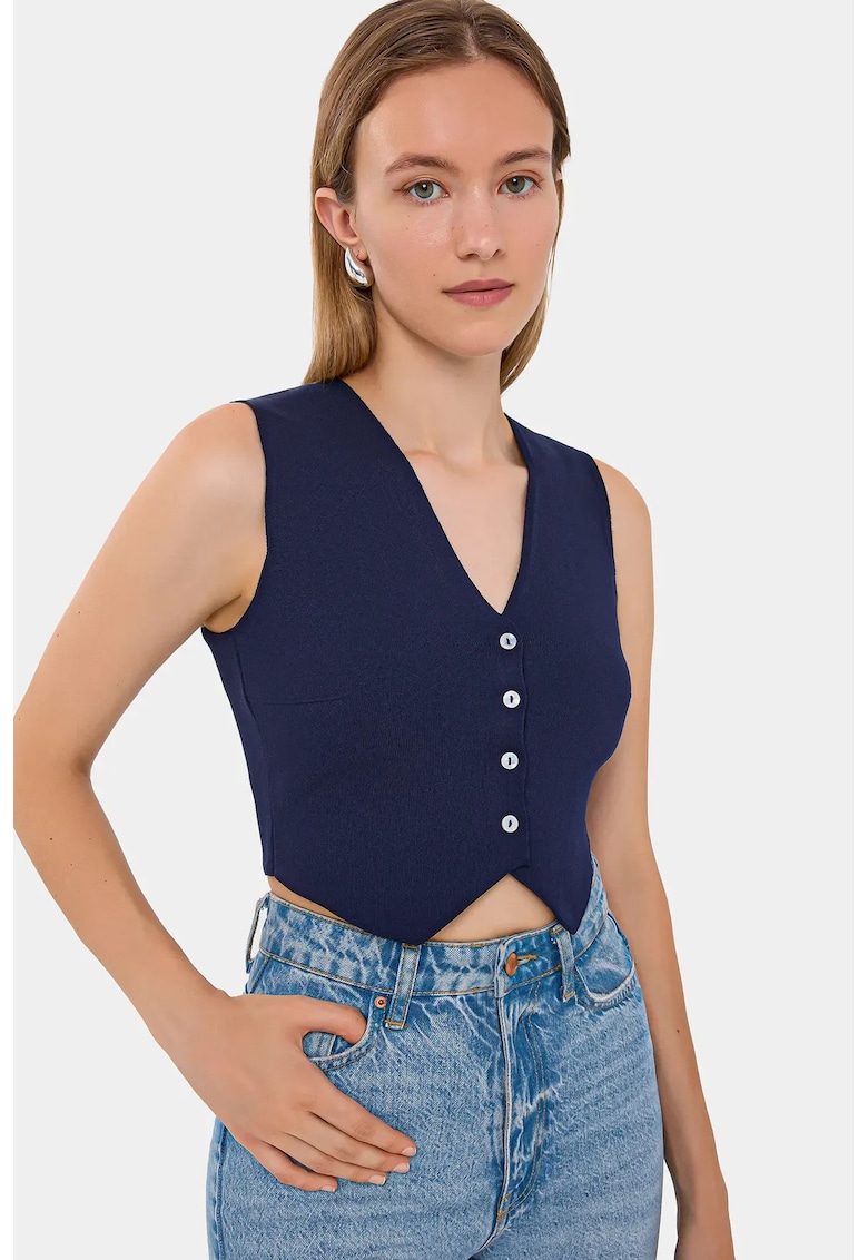 Vesta crop cu decolteu in V