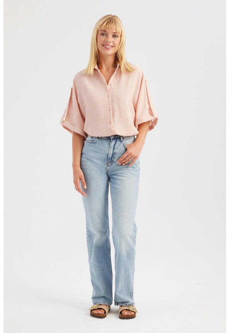 Camasa lejera dama textil - maneca scurta - Roz