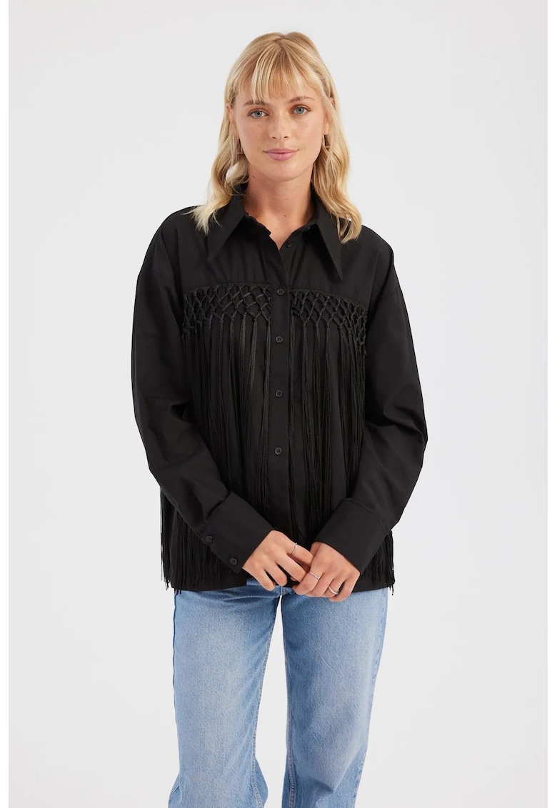 Camasa dama textil - croiala lejera - negru