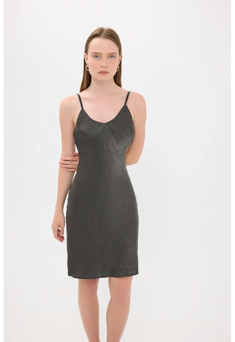 Rochie mini fara maneci - linie A - satin