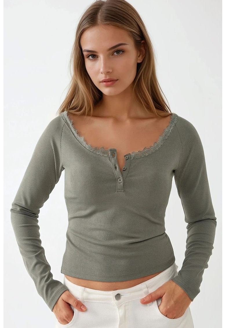 Top dama - slim fit - verde - jerseu - Verde menta