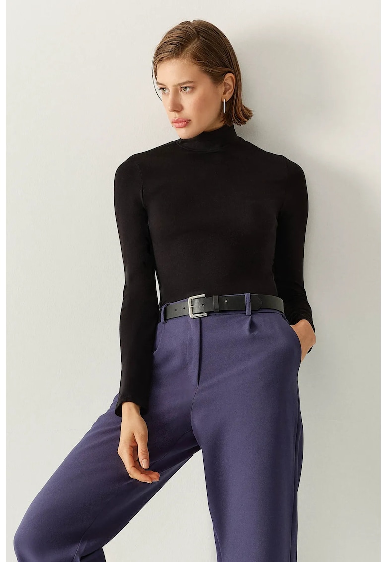 Bluza dama - guler inalt - negru - Negru