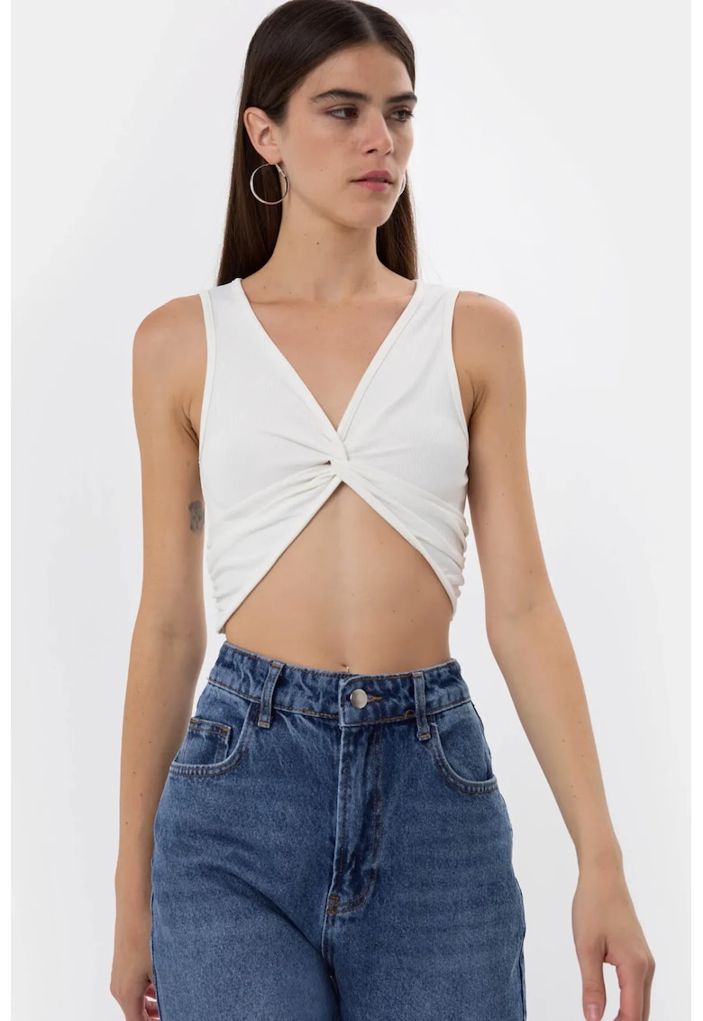 Maiou - alb - jerseu poliester - design fara maneci