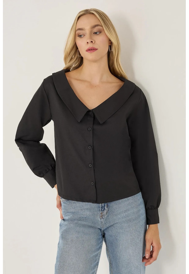 Camasa casual dama - bumbac/poliester - negru