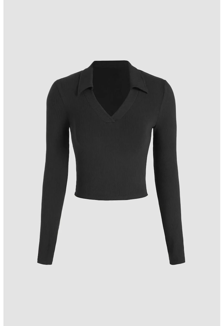 Top Dama - Basic - decolteu in V - negru - jerseu