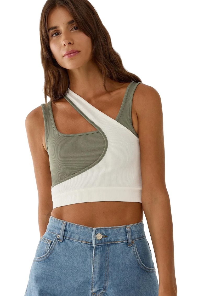 Maiou cu guler asimetric multicolor