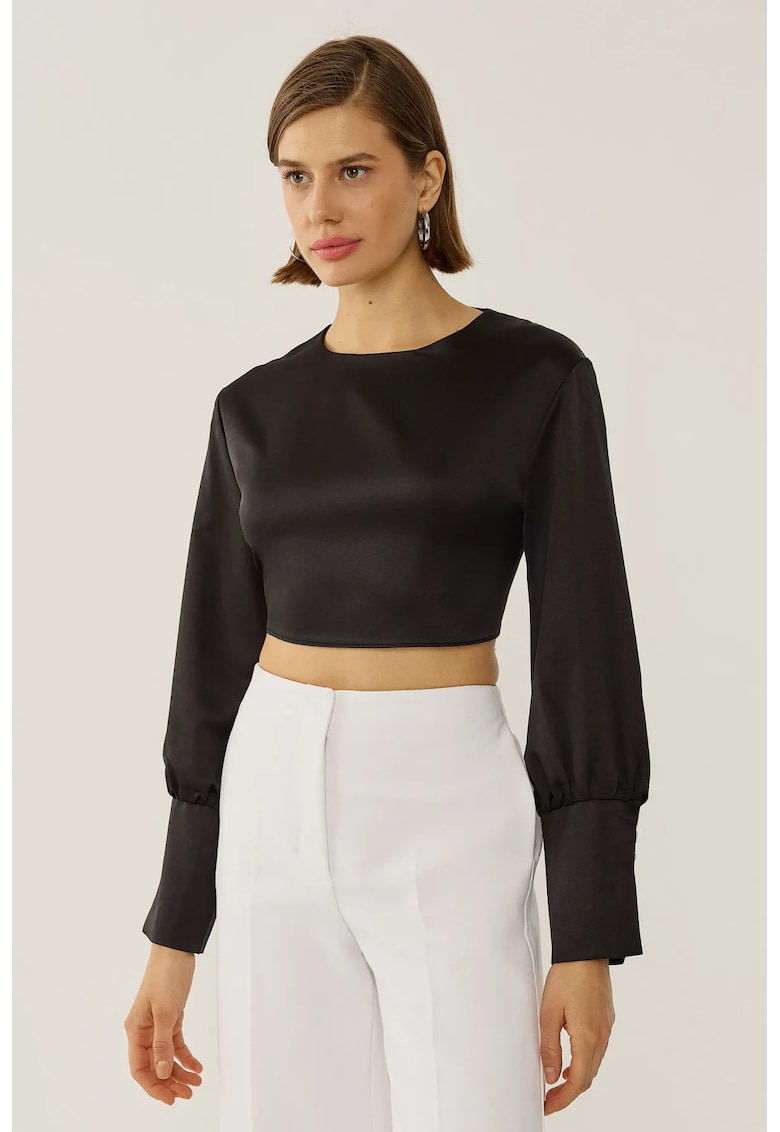 Bluza dama - spate decupat - poliester - negru
