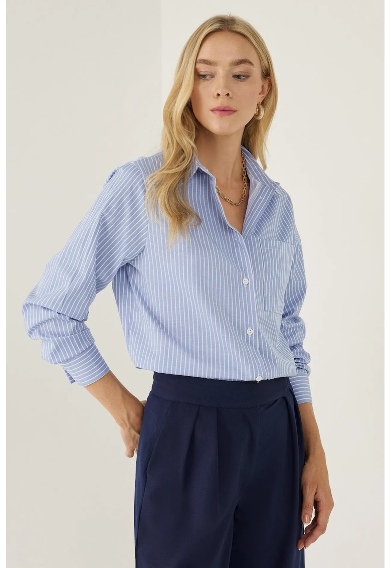 Camasa supradimensionata dama - bumbac/elastan/poliester - albastru