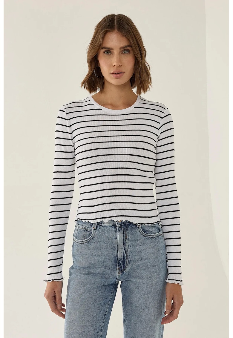 Bluza dama - Top Slim Fit - Alb - Bumbac