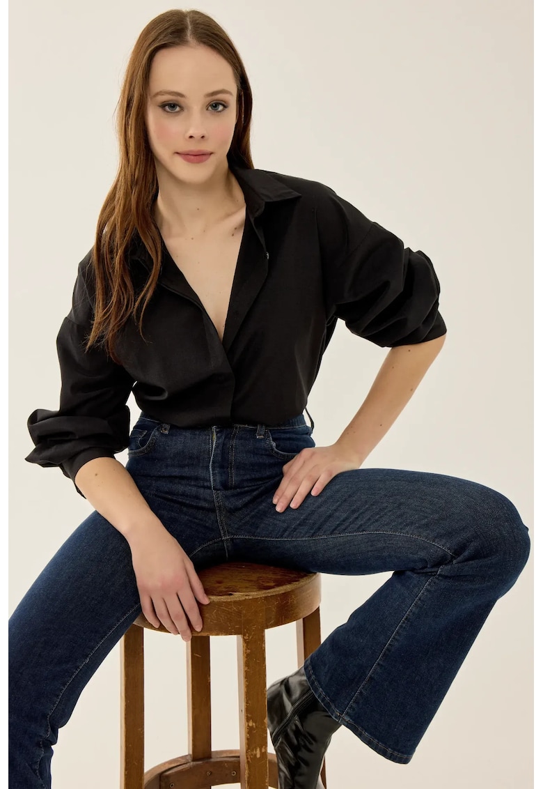 Camasa supradimensionata dama - bumbac/poliester - negru