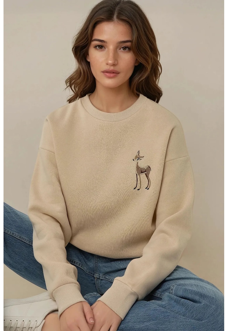 Hanorac dama Comfort - model animal - bej - bumbac