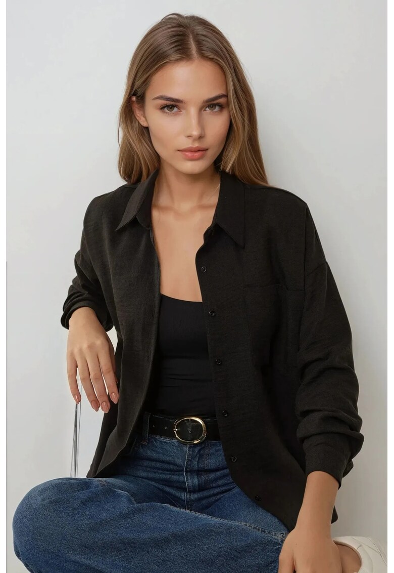Camasa dama poliester - regular fit - negru