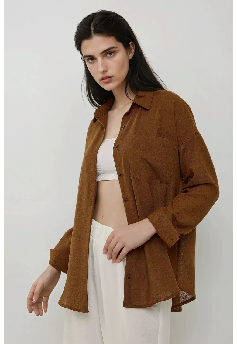 Camasa dama poliester - regular fit - maro
